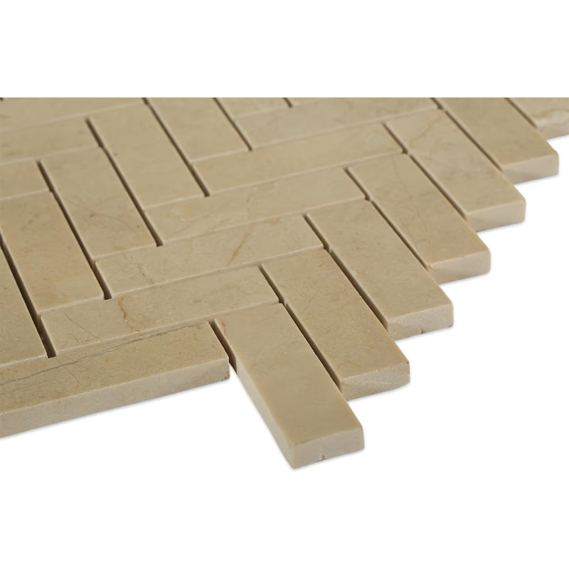 Crema Marfil Herringbone 1X3 Marble Mosaic Tiles