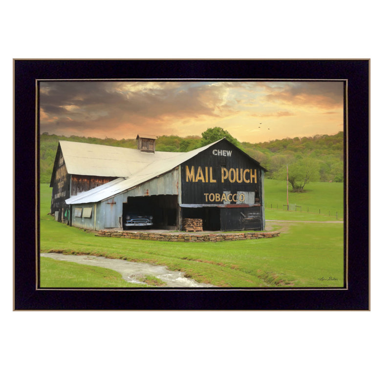 «Mail Pouch Barn» par Lori Deiter, art mural imprimé, affiche prête à accrocher, cadre noir