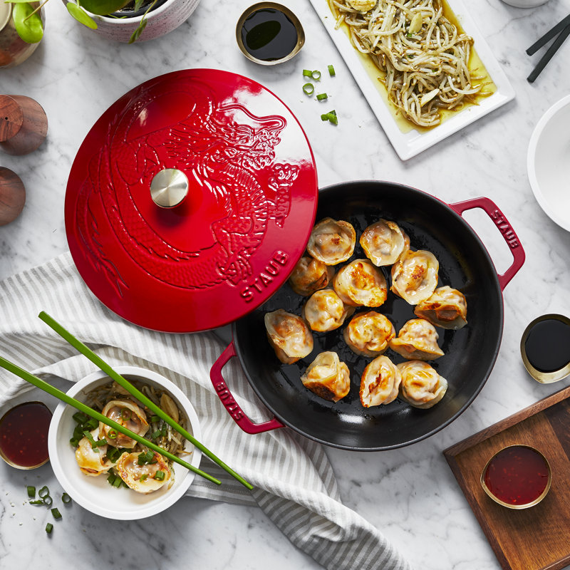 Staub Cast Iron 2.5-Qt Braiser With Dragon Lid, Cherry