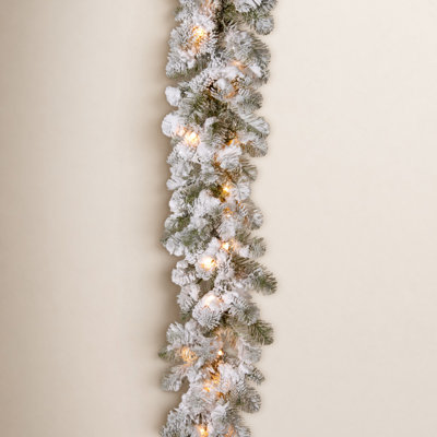 108" Frosted Pre-Lit Christmas Garland