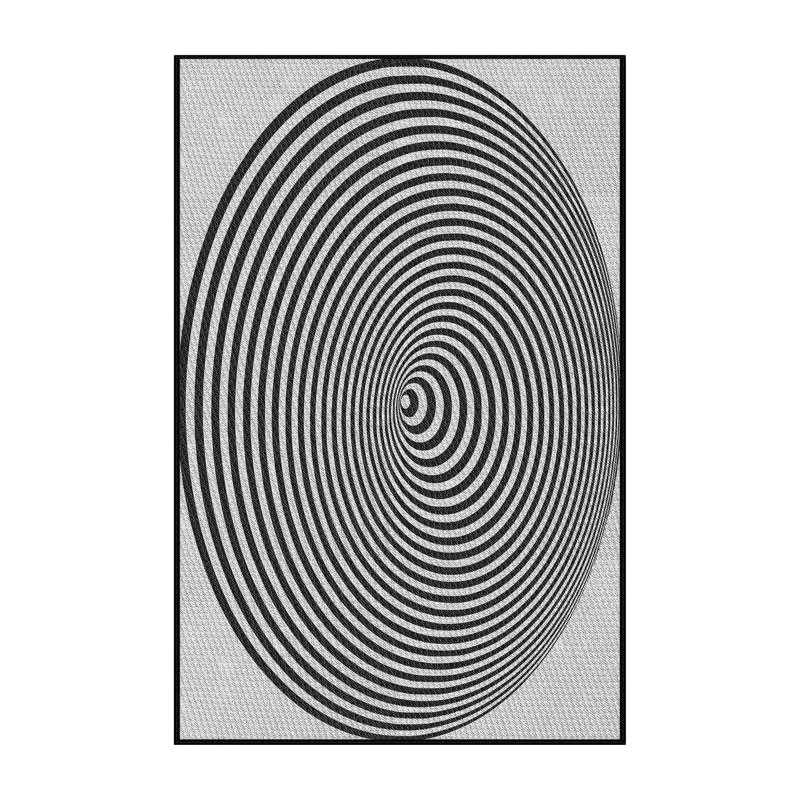 Tapis noir/blanc à motifs, Rectangle 5 pi x 7 pi