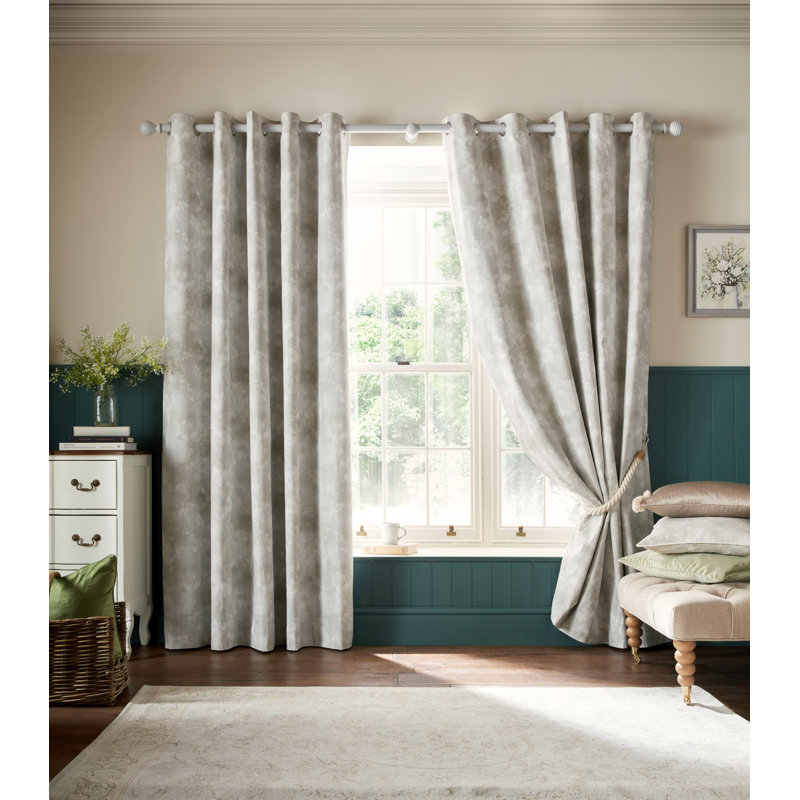 Laura Ashley 100% Cotton Curtain Panel Pair, 88X72