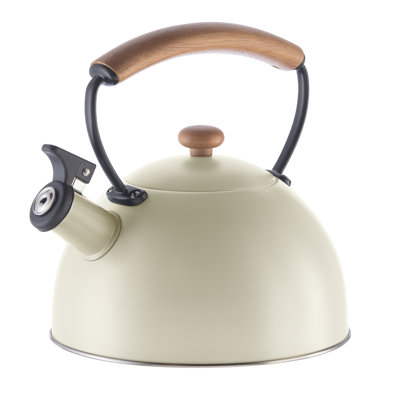 Bouilloire sifflante en acier inoxydable, poignée en bois Oggi Brew (1,9 litre, 64 oz)