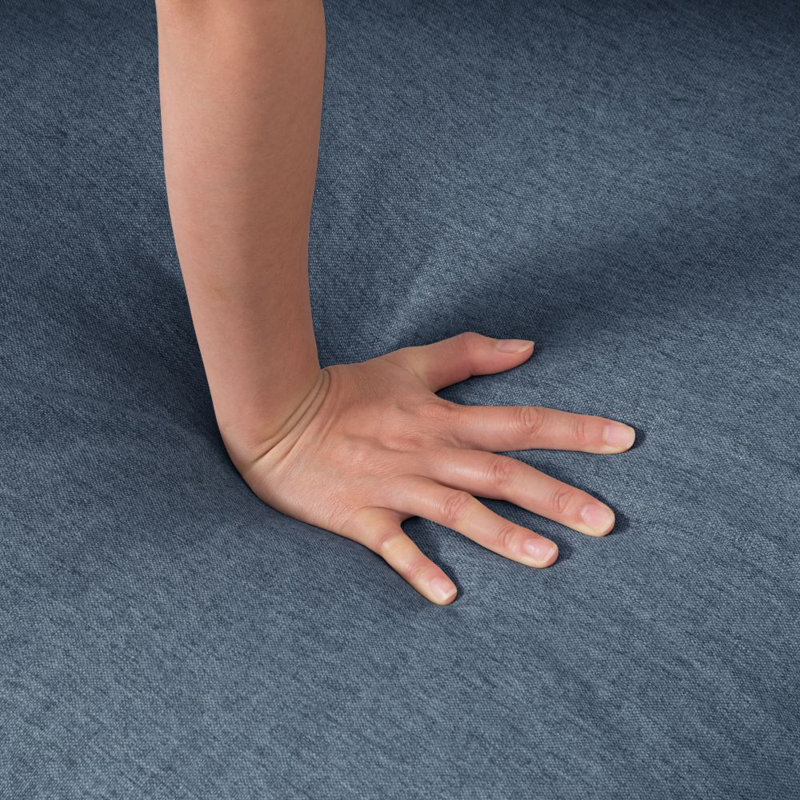 Canapé modulaire rembourré avec méridienne Pinchus, 100 % polyester bleu marine