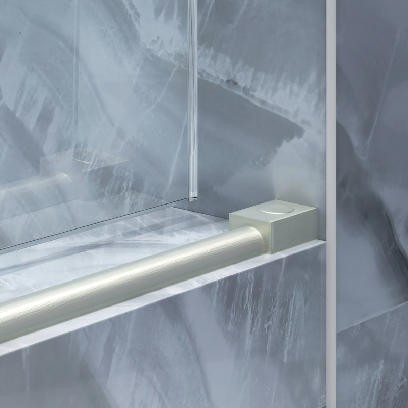  Cosmo 48 - Porte de douche coulissante sans cadre de 52 po x 77 po en verre trempé transparent de 3/8 po