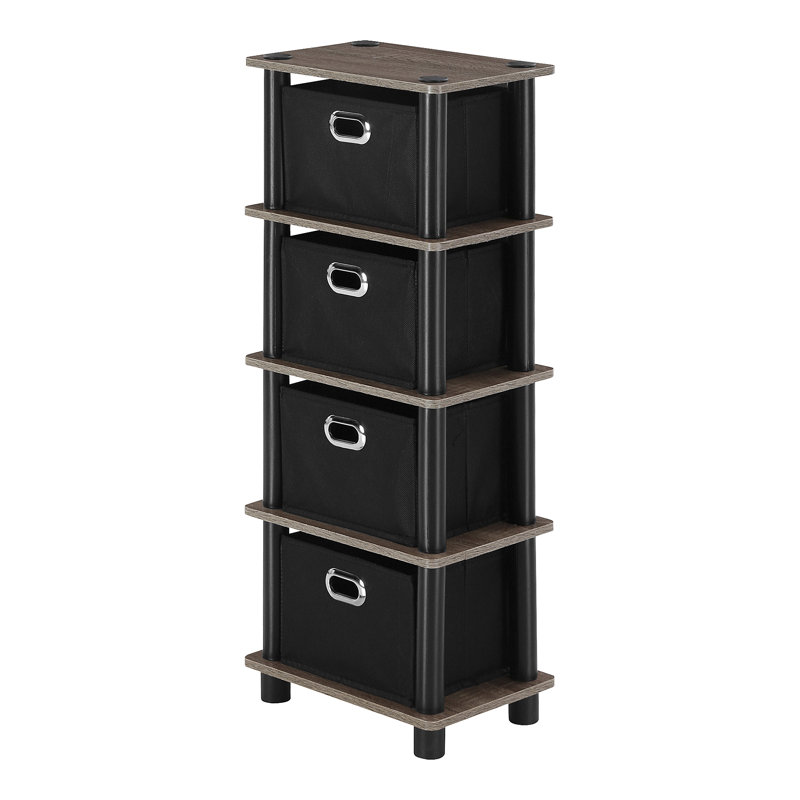 Daanyal 73.15 cm H x 28.7 cm W Cube Bookcase, Columbia Walnut/Black/Black