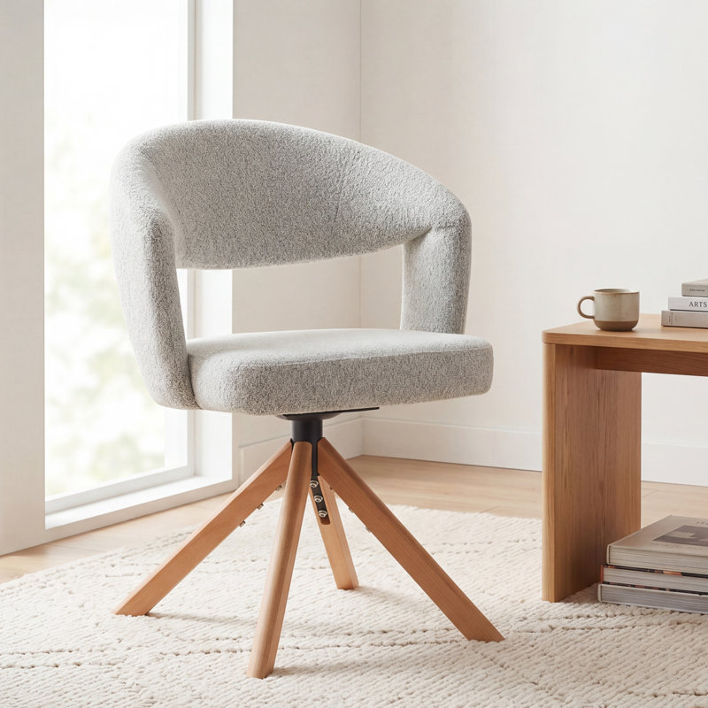 49cm H Fabric Upholstered Upholstered Back Accent, Light Grey, Wood