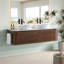 Meuble-lavabo mural de 60 pouces avec lavabo rond double à rayures blanches Carrara et tiroirs de rangement-483256512-483256518-483256519