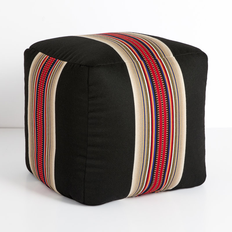 Repose-pieds d'extérieur avec coussin en Sunbrella® Barrydale, Noir / rouge
