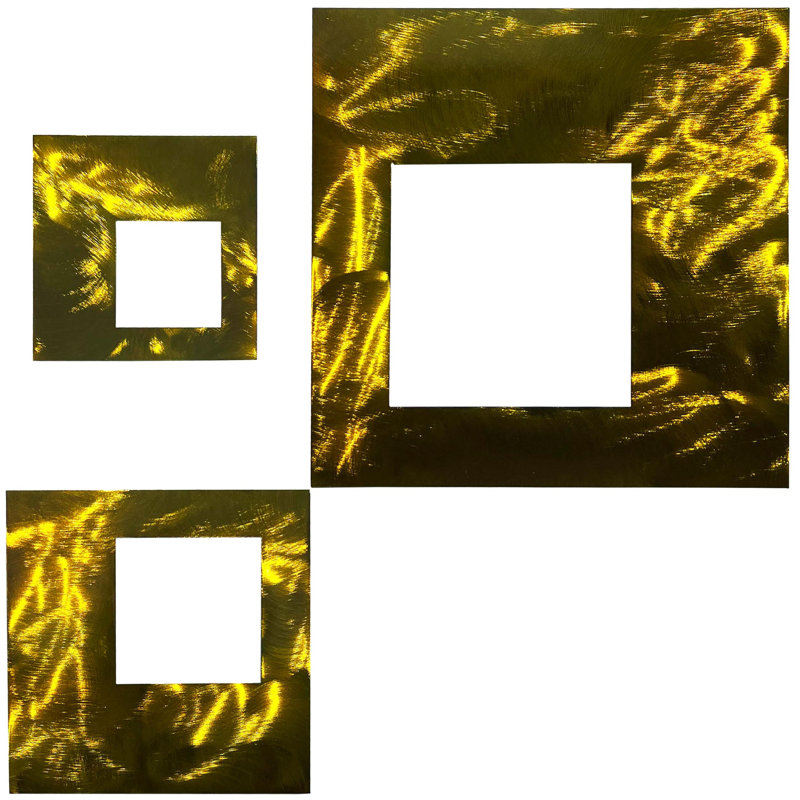 Meyerdirk Art, ensemble d'art mural carré en acier contemporain - jaune bonbon, Jaune bonbon