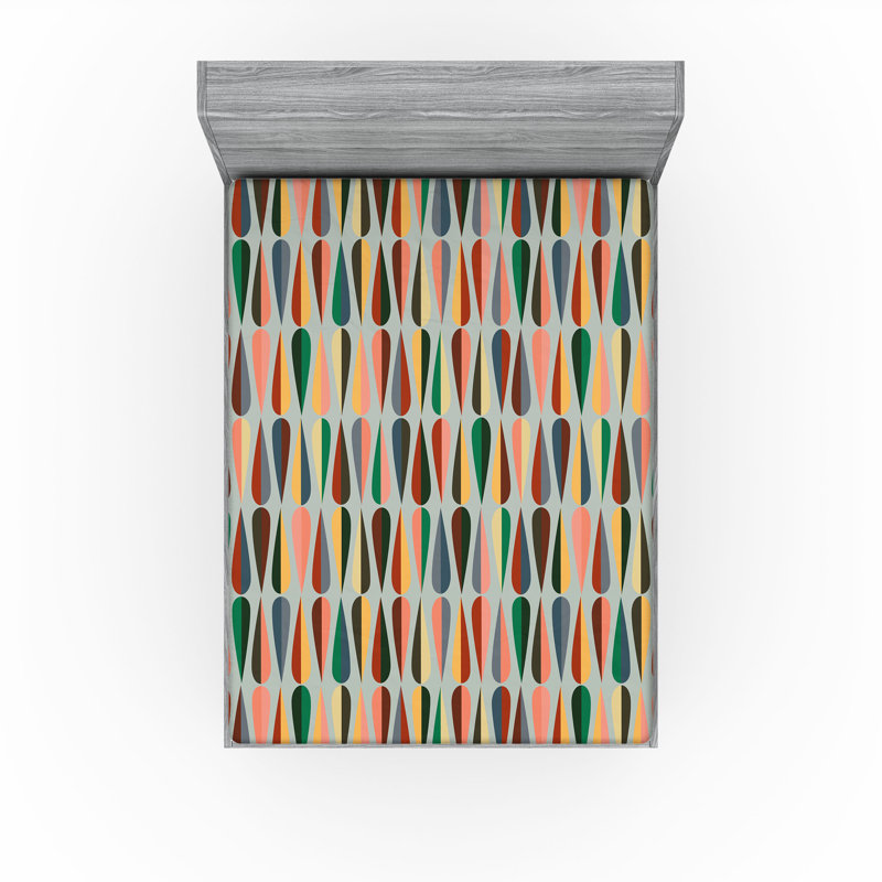 Drap-housse Ambesonne, paquet de 2, Brun / jaune / formes géométriques corail, Drap-housse grand
