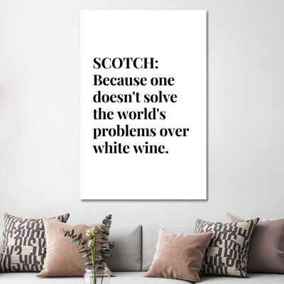 Scotch Whisky And Wine Bar Quote by Design Harvest - Wrapped Canvas Print