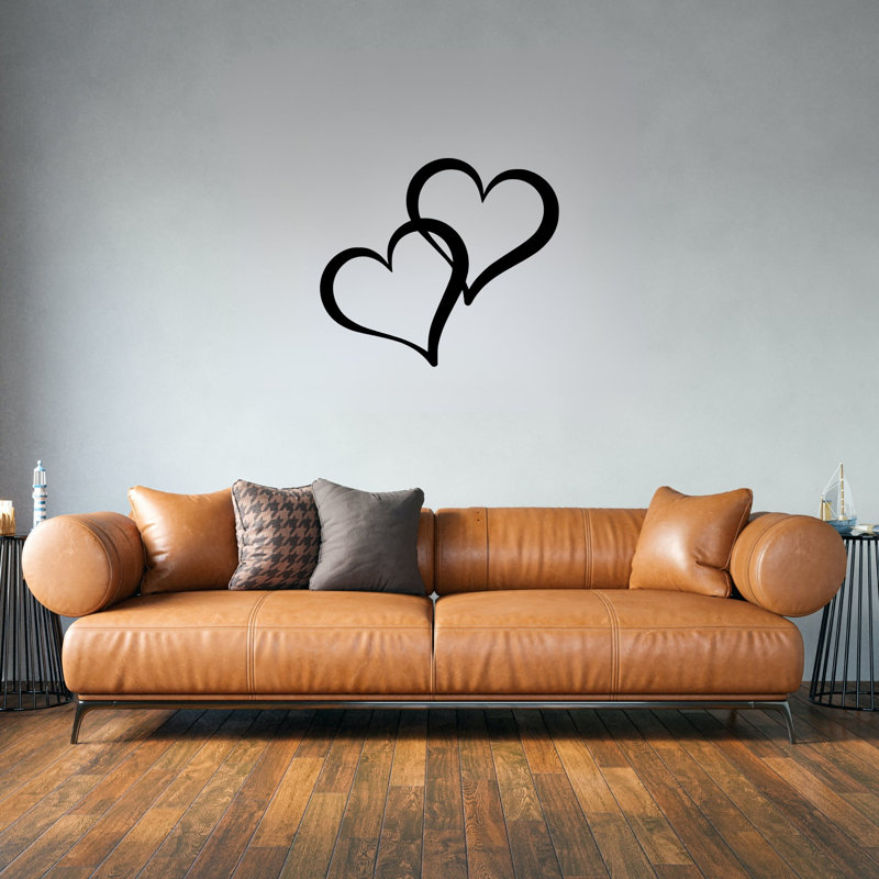Metal Double Heart Love Sign, 31.4" H x 36" W x 0.1" D