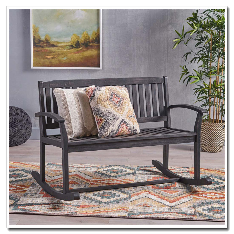 Acacia Wood 2-Person Outdoor Rocking Loveseat