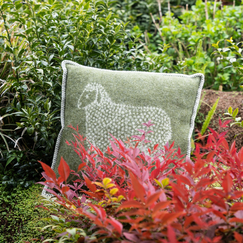 Sheep Wool Cushion Cover, Green