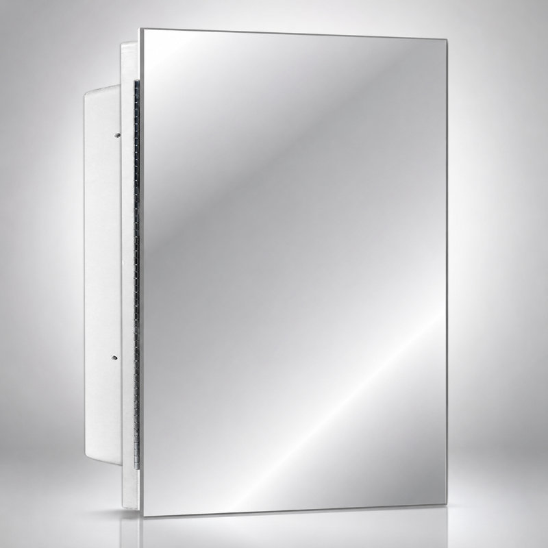  Adaiyah 13.75'' W 18'' H Recessed Frameless, Wall mounted bathroom Medicine Cabinet Mirror for storage 2 Adjustable Shelves