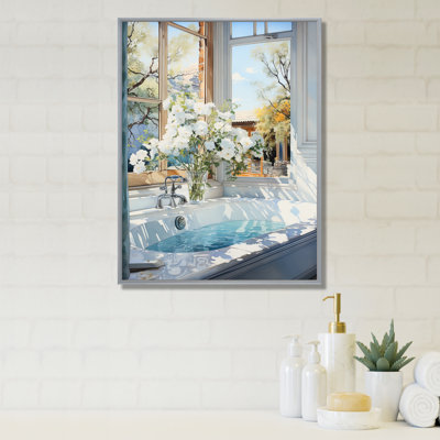Bathroom Tranquil Reflections VI - Art mural encadré pour salle de bain