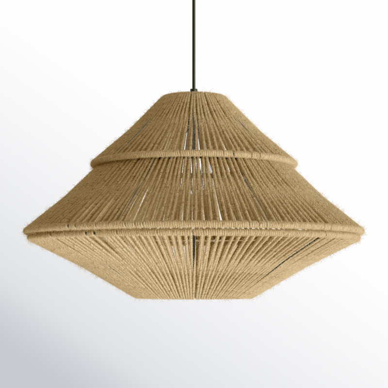 22"W 1-Light Metal and Jute Pendant