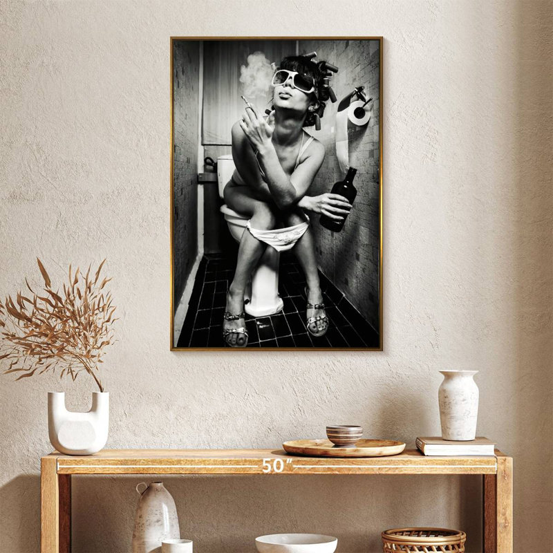Femme dans la toilette, 25" x 37", Floating Frame Gold