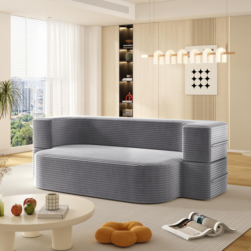 Canapé confortable en velours côtelé moelleux, Velours côtelé GRIS CLAIR