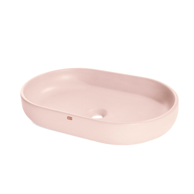 Konkretus Fladd 14.5'' Concrete Oval Bathroom Sink, Coral Light Red
