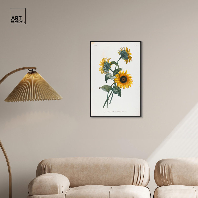 Art Remedy, impressions sur toile, tournesols, 1805, H 31 po x l 21 po, Cadre flottant noir