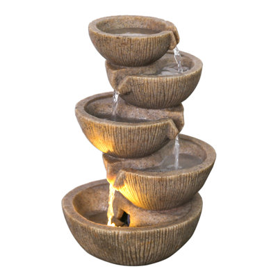 Milford Indoor/Outdoor Tabletop Fountain with energy-efficient pump and LED accent lighting