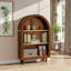 Bibliothèque arquée moderne avec 3 tablettes, armoire de rangement en bois de noyer pour le salon, la chambre à coucher-1504370735