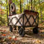 Chariot de camping pliable tout-en-un Scendor avec banquette, poches de rangement et attache pour chien, beige / brun