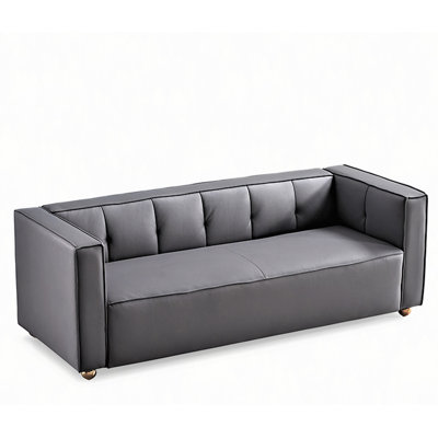 Polyester Sofa With Tufted Low Back Design, Elegant 3 Seater Couch For Coastal And Modern Farmhouse Living Rooms, 87" Wide, Easy Assembly