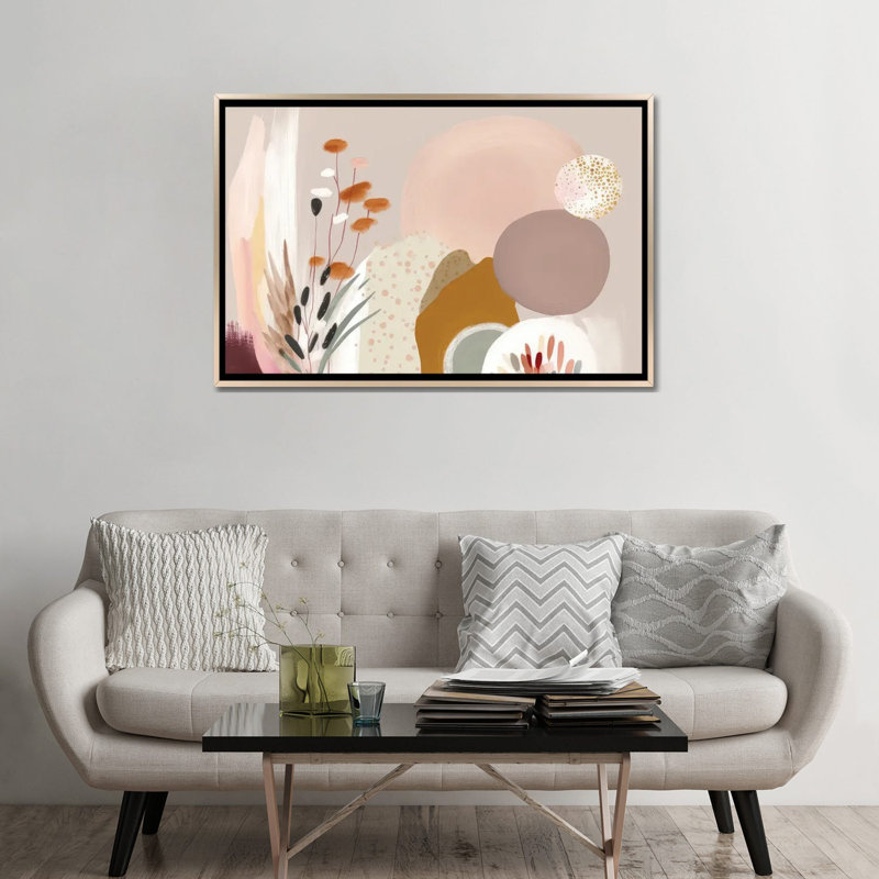 Beautiful Nature Forms, 32" H x 48" W x 1.5" D, No Mat, Champagne Floater Framed Canvas