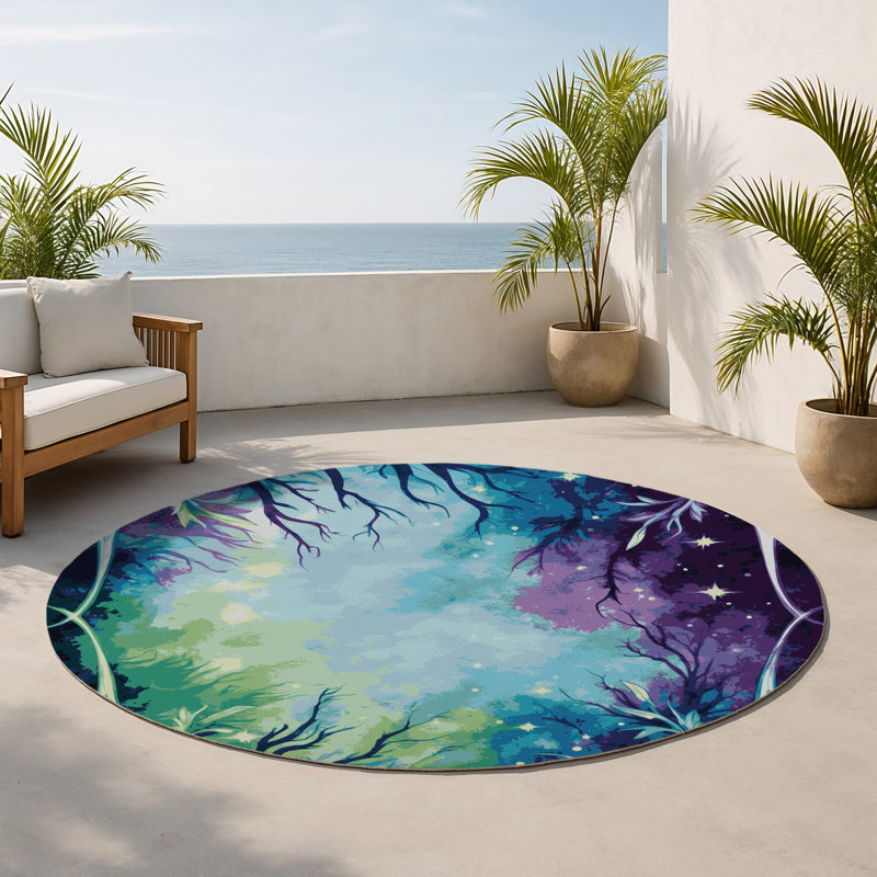 Tapis intérieur et extérieur Starlit Thicket, Rond 5 pi