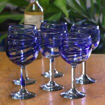 Handmade Waves of Glamour Handblown Martini Glass (Set of 4) (Set of 4) NOVICA