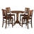 3 Piece Counter Height Dining Table Set Contains a Round Kitchen Table with Pedestal and 2 Dining Chairs, Mahogany-2012709538-2012709539