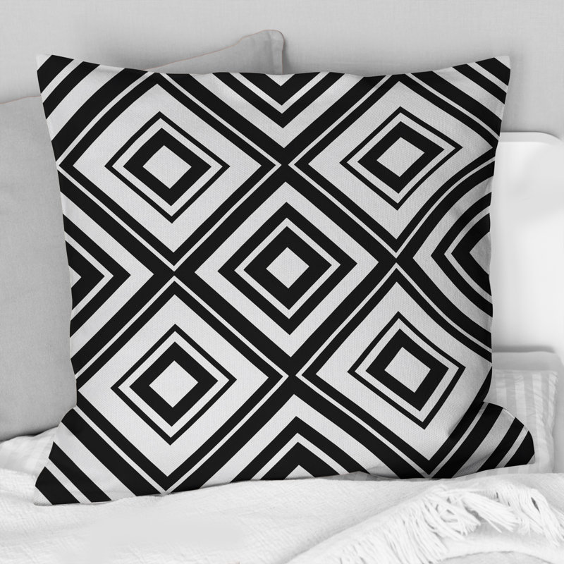 Coussin noir Modern Trellis II - Modern, H 16 po x l 16 po