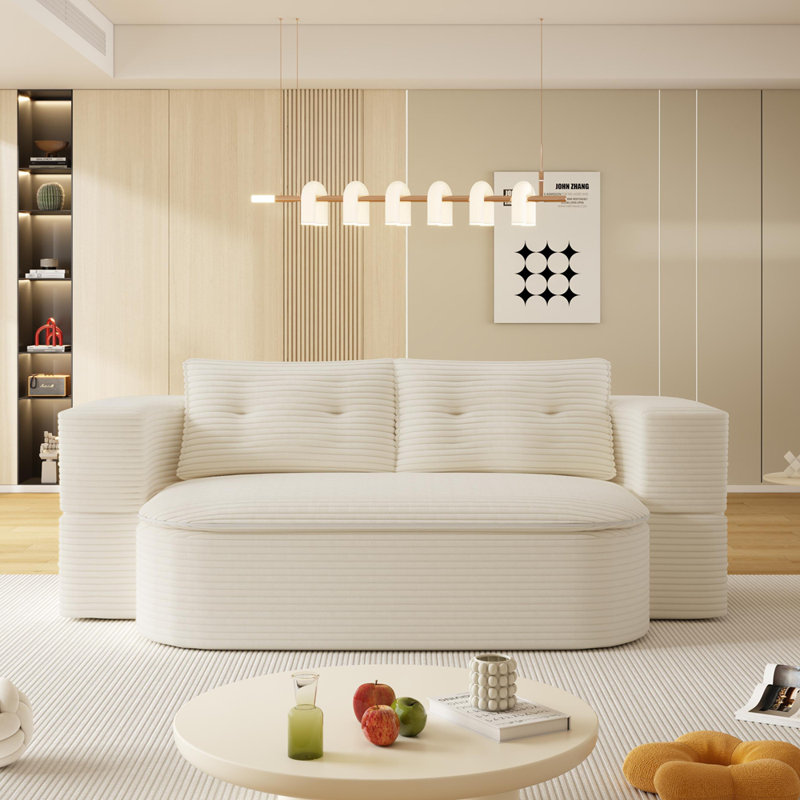 Canapé confortable en velours côtelé moelleux, Velours côtelé beige