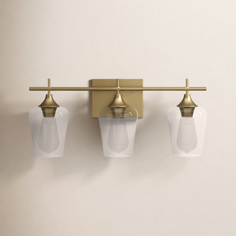 Éclairage pour meuble-lavabo à intensité variable Breena en laiton chaud, Laiton chaleureux, Clear