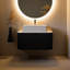 Meuble-lavabo de salle de bain 30 po avec lavabo, armoire de rangement murale rayée à bords arrondis avec tiroir, lavabo rectangulaire en céramique blanche, sans robinet, pré-assemblé, couleur noire