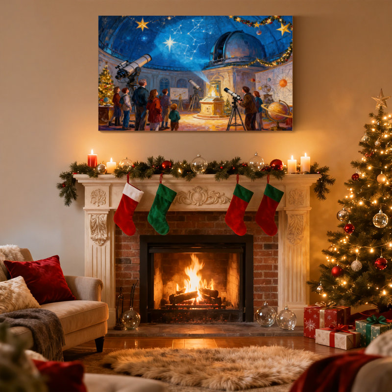 «Christmas Starry Night», ensemble de 3 reproductions d'art sur toile, H 20 po x l 30 po