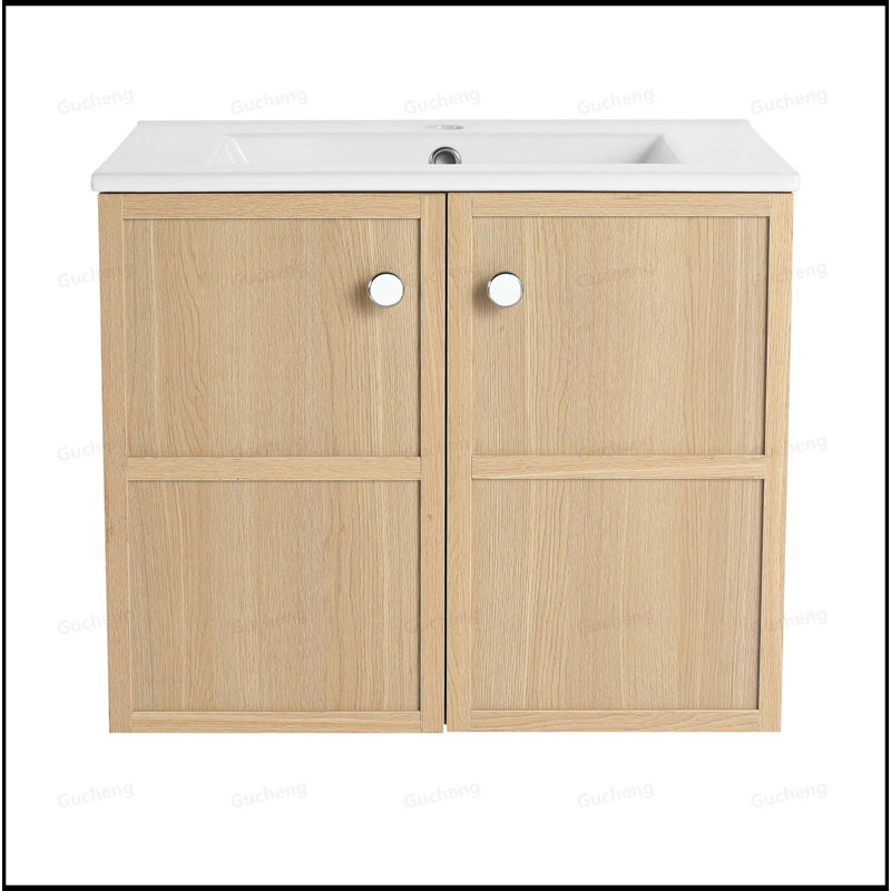 24"Wall-Mounted Bathroom Vanity Whit Ceramic Sink