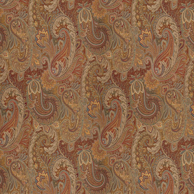 Brown/Orange Polyester and Rayon Fabric