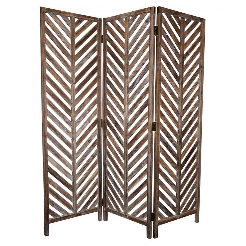 Perez 63'' W x 72'' H 3 - Panel Solid Wood Folding Room Divider