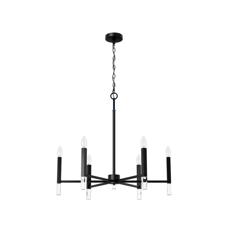 Hunter Sunjai 6 Light Chandelier Light Fixture, Matte Black, 105" H x 30" W x 30" D