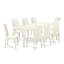 Ensemble de salle à manger 9 pièces comprenant une table de salle à manger rectangulaire avec rallonge papillon et 8 chaises de cuisine, 42 po x 78 po, lin blanc-1563893610-1563893611-1563893615