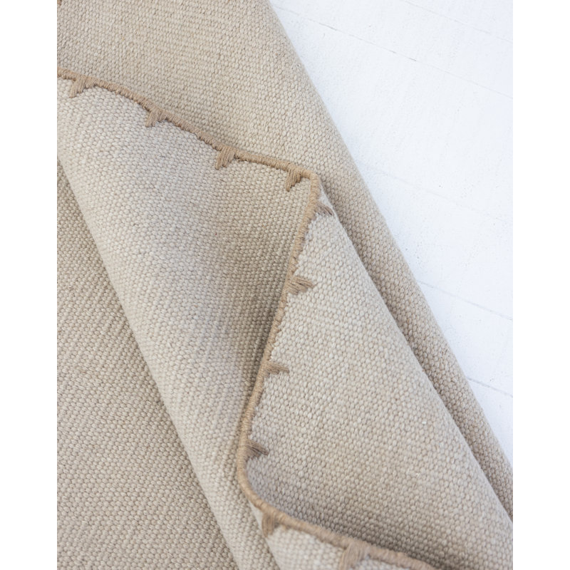 Sag Harbor Flatweave Wool Dhurrie Rug, Rectangle 6' x 9', Tan