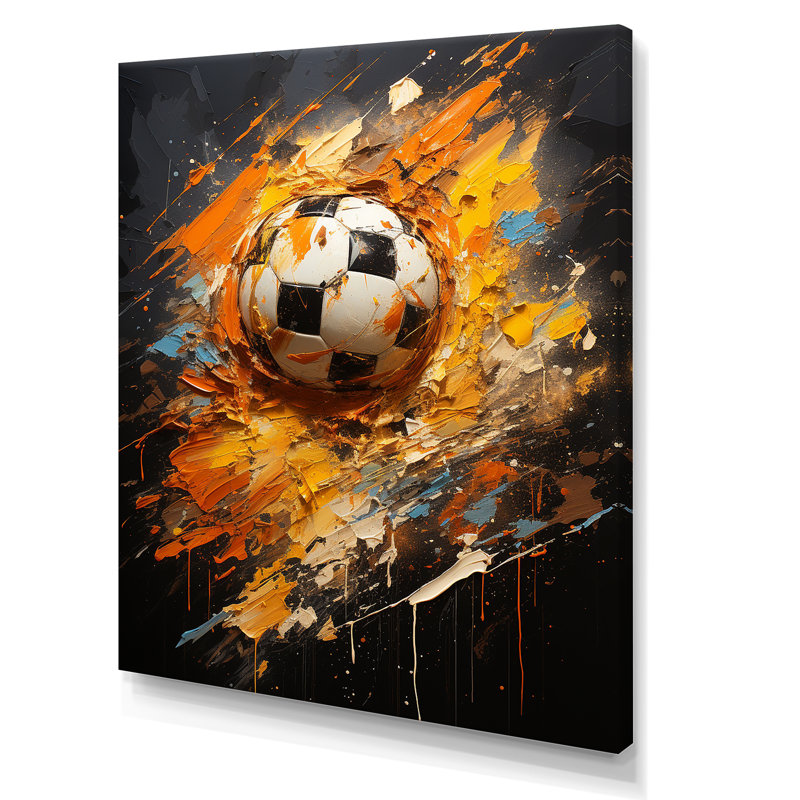 Joshuah Soccer Abstract Striker sur impression sur toile, H 40 po x l 30 po x P 1,5 po, Toile tendue