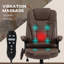 Fauteuil de bureau vibrant à 6 points avec massage chauffant, dossier haut inclinable en microfibre, dossier inclinable, accoudoirs rembourrés et télécommande-1803639247