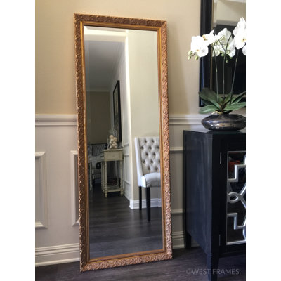 Bella French Ornate Embossed Wood Framed Leaner Floor Mirror