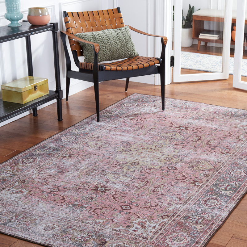 Gulick Oriental Area Rug in Pink/Beige, Rectangle 5' x 8'