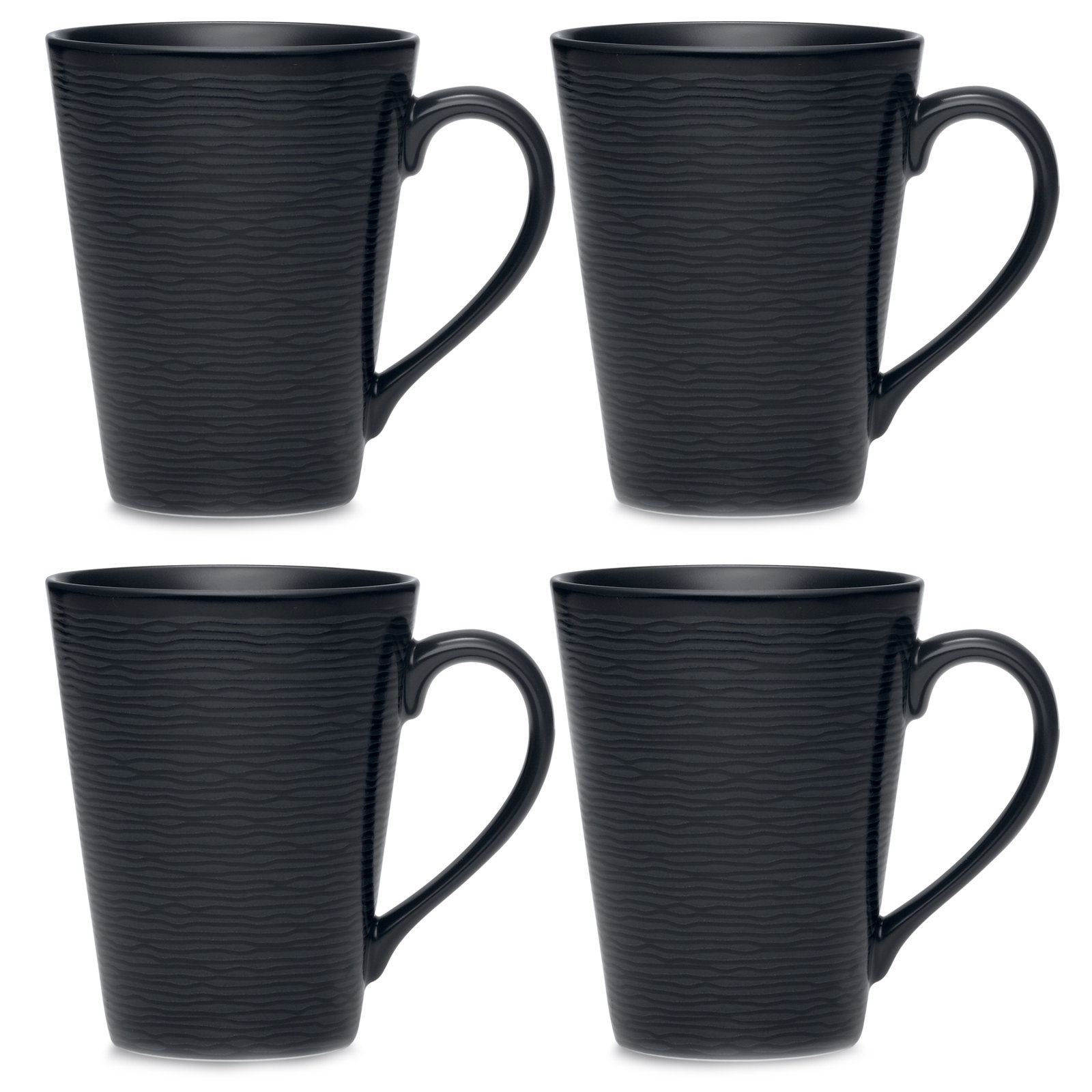 Noritake Colorscapes Swirl Mugs, 12 Oz., Black